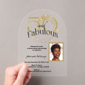 Single Foto 50 und fabelhafte Birthday Black Gold Acryleinladungen (Insitu (Handheld))