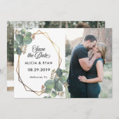 Single Foto Eukalyptus Geoframe Save the Date (Vorne/Hinten)