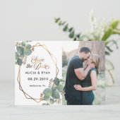 Single Foto Eukalyptus Geoframe Save the Date (Stehend Vorderseite)