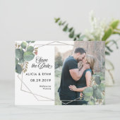 Single Foto Eukalyptus Geoframe Save the Date (Stehend Vorderseite)