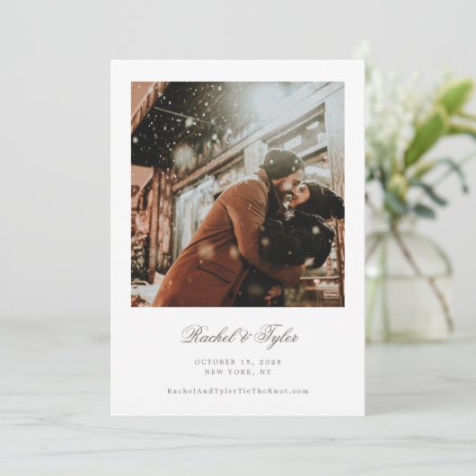 Single Foto Klassisches Skript Save the Date (Stehend Vorderseite)