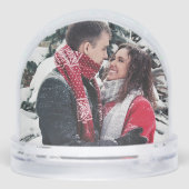 Single Foto Neuvermählter Karierter Urlaub Schneekugeln (Rückseite)