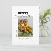 Single Foto Simple Gold Minimalistische Weihnachts Einladung (Stehend Vorderseite)