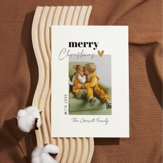 Single Foto Simple Gold Minimalistische Weihnachts Einladung