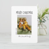 Single Foto Weiße Minimalistische Weihnachtskarte Einladung (Stehend Vorderseite)