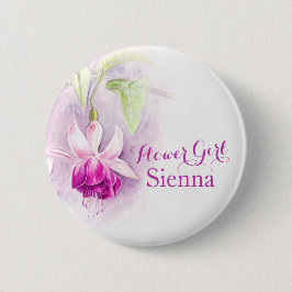 Single fuchsia Blume Mädchen Hochzeit Button / Tas