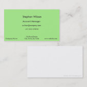 Single für einfache grüne Visitenkarten Visitenkarte (Vorne/Hinten)
