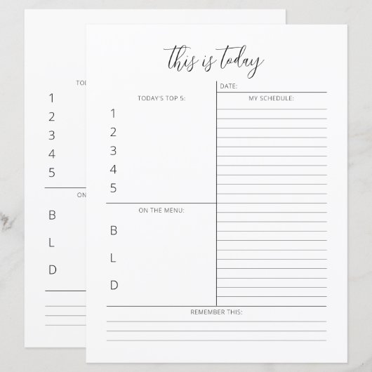 Single für Minimalistischen Tagesplaner (Vorne/Hinten)