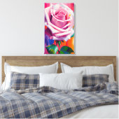 Single für moderne digitale Kunst - Hellrosa Rose Leinwanddruck (Insitu (Schlafzimmer))