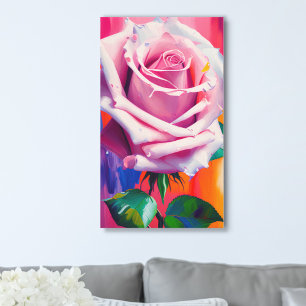 Single für moderne digitale Kunst - Hellrosa Rose Leinwanddruck
