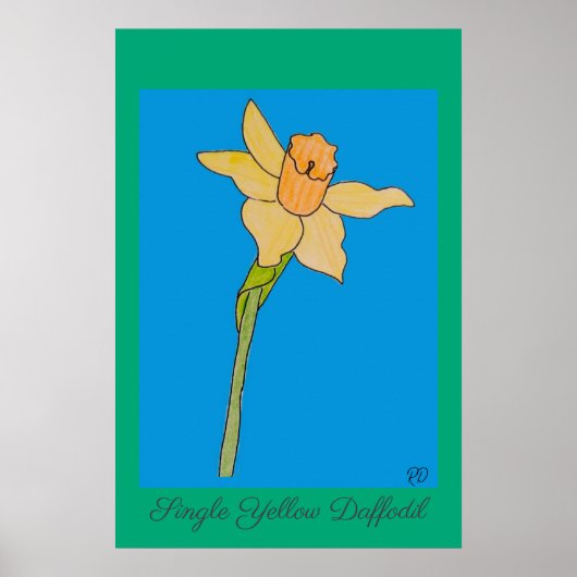 Single Gelb Daffodil Blau & Grün Poster (Vorne)