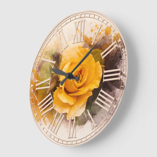 Single Gelb Rose Große Wanduhr (Winkel)