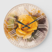 Single Gelb Rose Große Wanduhr (Vorderseite)