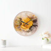 Single Gelb Rose Große Wanduhr (Zuhause)