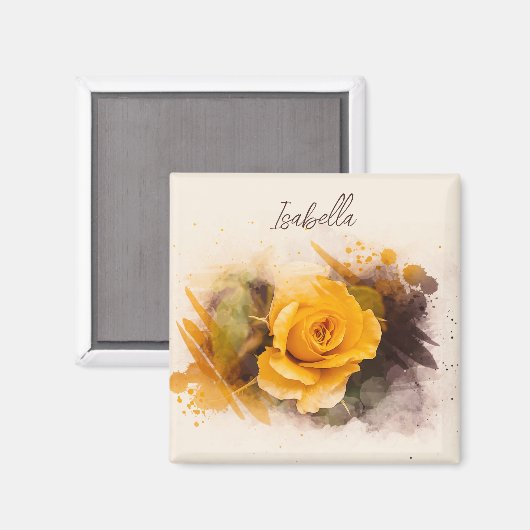 Single Gelb Rose Magnet (Vorderseite/Rückseite)