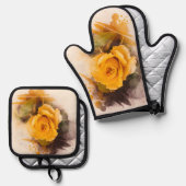 Single Gelb Rose Ofenhandschuh & Topflappen-Set (Vorderseite/Rückseite)