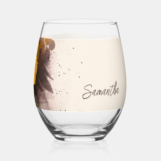 Single Gelb Rose Weinglas Ohne Stiel (Rückseite)