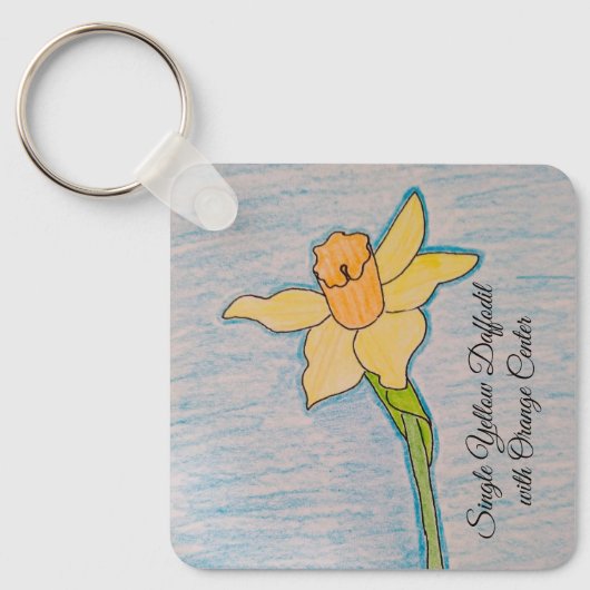 Single Gelbe Nadel mit orangefarbenem Zentrum Schlüsselanhänger (Vorderseite)