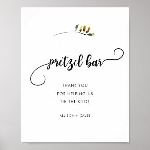 Single Gelbe Wildblume Brezel Bar Hochzeitszeichen Poster