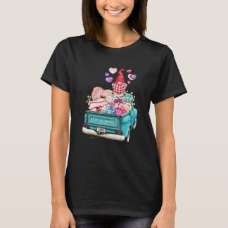 Single Gnome Girl Car Flowers Pastel Tie dye Valen T-Shirt