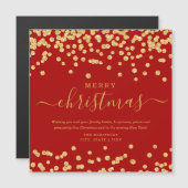 Single GOLD Christmas Holidays Glitter Red Magnetkarte (Vorne/Hinten)