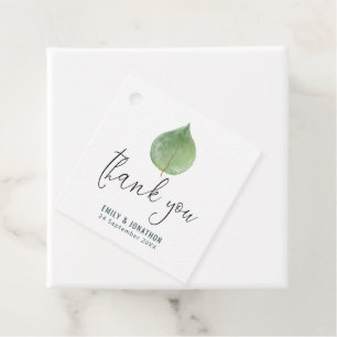 Single Green Eucalyptus Leaf Vielen Dank für Ihre Geschenkanhänger