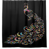 Single Grosses, mehrfarbiges, beatmetes Pfauendesi Duschvorhang (Vorderseite)