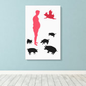 Single, gutes Essen aus Vegeterien, der Bauernhof Leinwanddruck (Insitu (Holzboden))