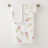 Single Handgestrichene Wasserfarbe Rosa Rote Rose Badhandtuch Set (Insitu)
