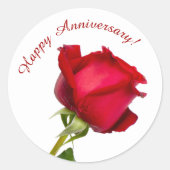 Single Happy Jubiläum Rote Rose Fotovorlage Runder Aufkleber (Vorderseite)