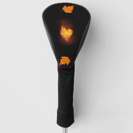 Single Heart on Flame Picture Golf Headcover