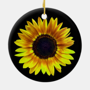 Single Hellgelbe Sonnenblume Keramik Ornament