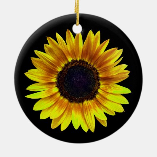 Single Hellgelbe Sonnenblume Keramik Ornament (Hinten)