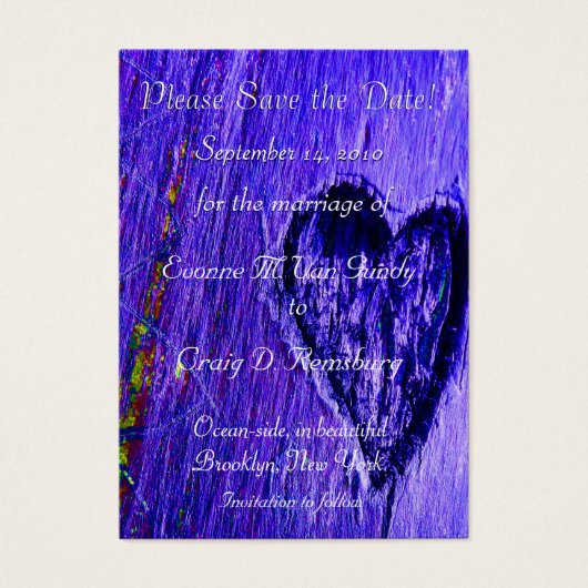 Single Herz Save the Date in blau Lila (Vorderseite)