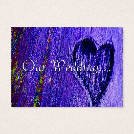 Single Herz Save the Date in blau Lila (Rückseite)