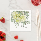 Single Hydrangea Foliage Monogram Cocktail Napkins Serviette (Beispiel)