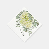 Single Hydrangea Foliage Monogram Cocktail Napkins Serviette (Ecke)