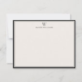 Single Initial Black Double Border Note card Einladung (Vorderseite)