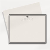 Single Initial Black Double Border Note card Einladung