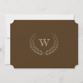 Single Initial Brown Monogram Foto Abschluss Einladung (Rückseite)