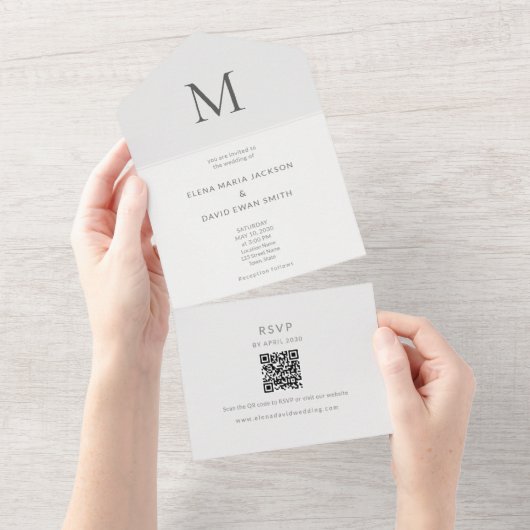 Single Initial Civil Wedding All In One Einladung (Abreißen)