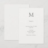 Single Initial Civil Wedding Details Card Begleitkarte (Vorne/Hinten)