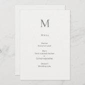 Single Initial Civil Wedding Menu Card Menükarte (Vorne/Hinten)
