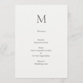 Single Initial Civil Wedding Menu Card Menükarte