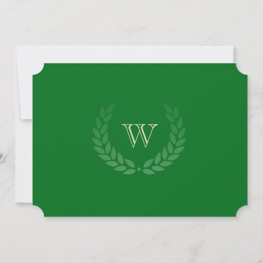 Single Initial Monogram Green Foto Abschluss Einladung (Rückseite)