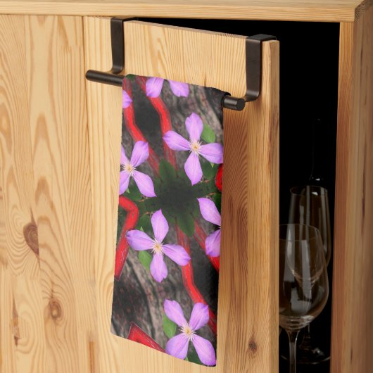 Single Lavender Clematis Blume Abstraktes Muster Geschirrtuch (Drittel gefaltet)