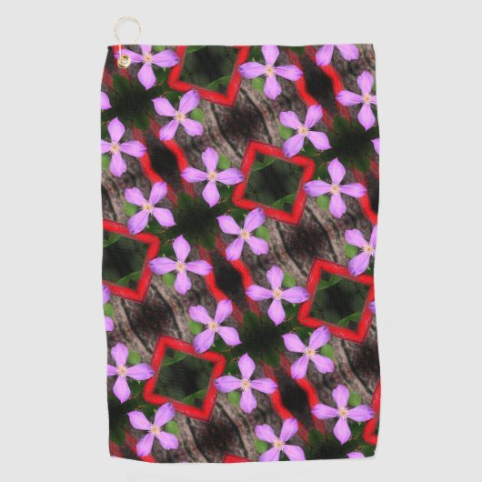 Single Lavender Clematis Blume Abstraktes Muster Golfhandtuch (Vorderseite)