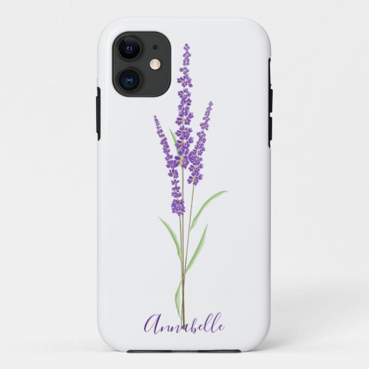 Single Lavender Stem | PERSONALISIERT Case-Mate iPhone Hülle (Rückseite)
