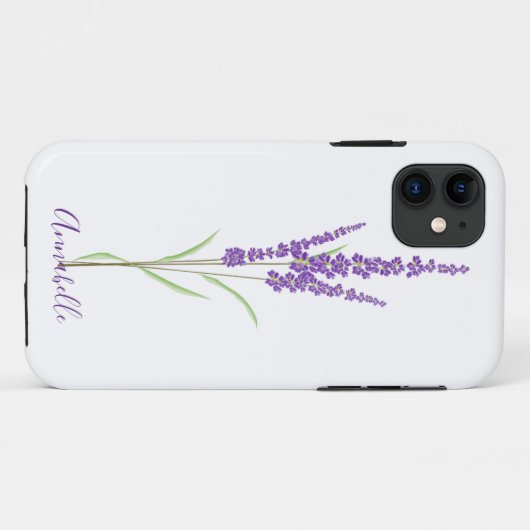 Single Lavender Stem | PERSONALISIERT Case-Mate iPhone Hülle (Rückseite (Horizontal))