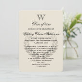 Single Letter Monogram Classic Uni-Abschluss Einladung (Stehend Vorderseite)